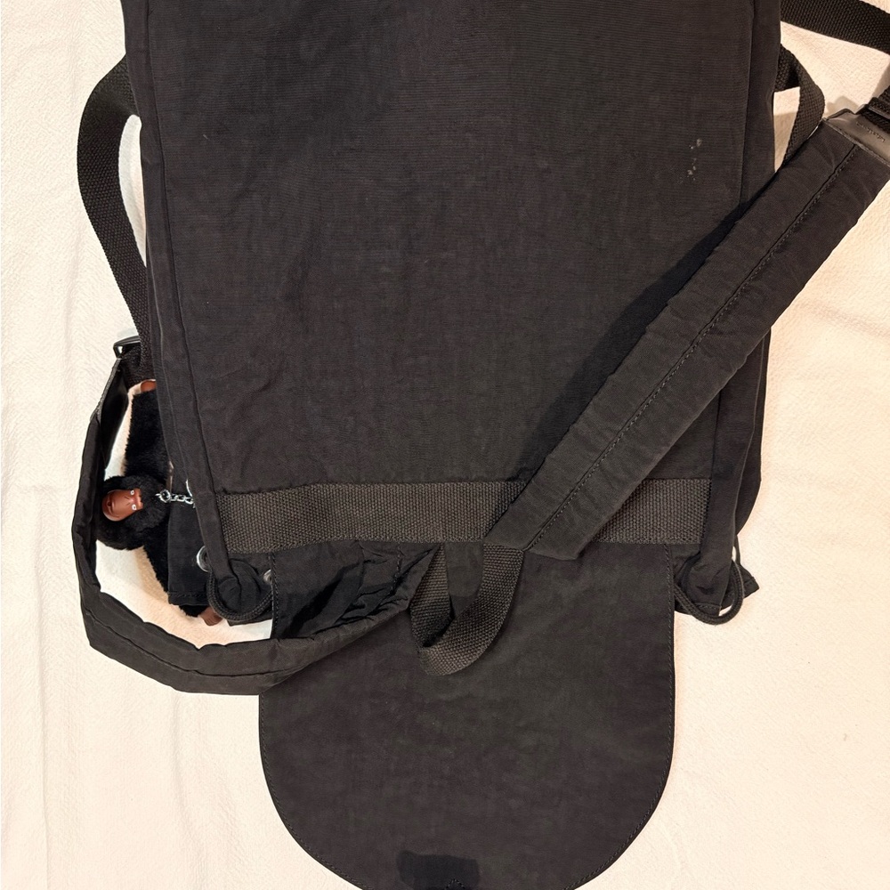 Kipling Black Drawstring Backpack With Monkey Cha… - image 5